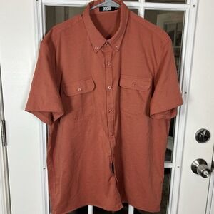 Jogal Men's Rust Terracotta Short Sleeve Button Down Shirt Dual Pocket Size XL